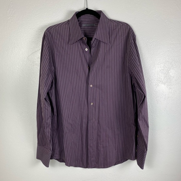 John Varvatos Long Sleeve Stripe Button Down Shirt Men’s size 16R - Picture 1 of 12